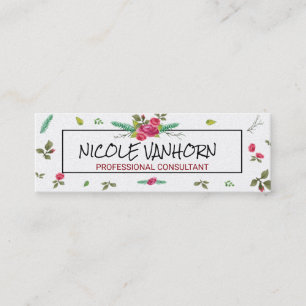 Vintage Watercolor Floral Rose Pattern Visiting Mini Business Card