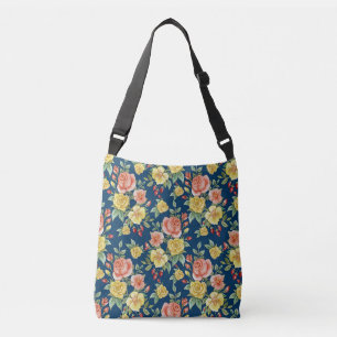 Vintage Watercolor Floral Roses Background   Crossbody Bag