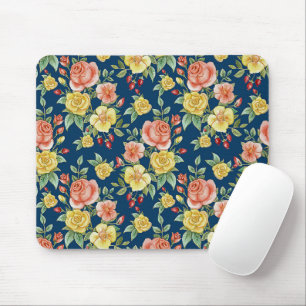 Vintage Watercolor Floral Roses Background   Mouse Pad