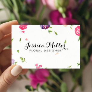 Vintage Watercolor Florals Craft Designer II Business Card
