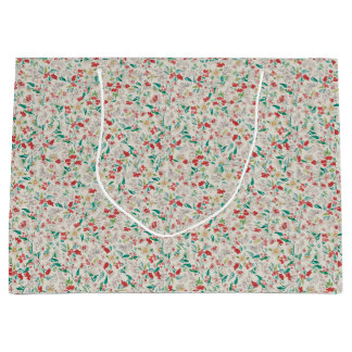 Vintage Watercolor Florals Winter Meadow (Cream) Large Gift Bag
