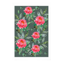 Vintage watercolor Flower Floral Art pink peonies