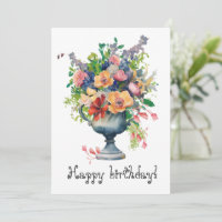 vintage watercolor flowers in a vase