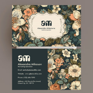 Vintage Watercolor Flowers Professional Business Card