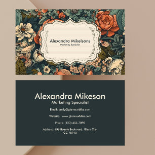 Vintage Watercolor Flowers Professional Business Card