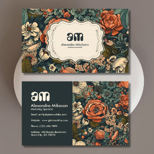 Vintage Watercolor Flowers Professional Business Card