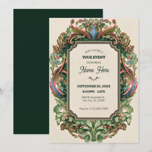 Vintage watercolor foliage art nouveau frame  invitation