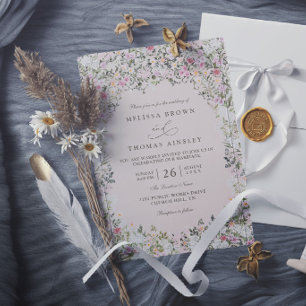 Vintage Watercolor Garden Gate Elegant Wedding Invitation