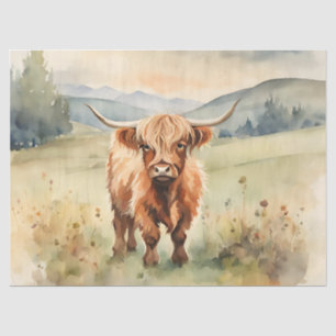 VIntage Watercolor Highland Cow  Tissue Paper