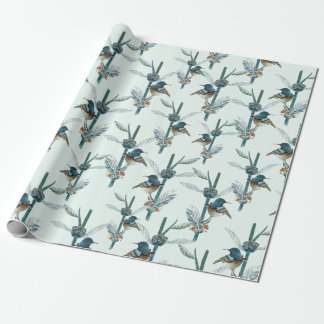 Vintage Watercolor Hummingbird Botanical Pattern Wrapping Paper