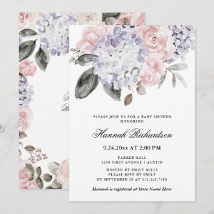 Vintage Watercolor Hydrangeas Baby Shower Invitation