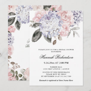 Vintage Watercolor Hydrangeas   Bridal Shower Invitation