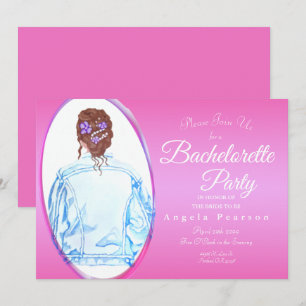 Vintage Watercolor Jean Jacket Bachelorette Party Invitation