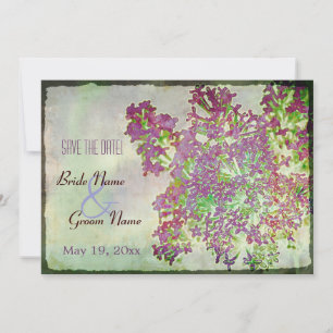 Vintage watercolor lilacs save the date invitation