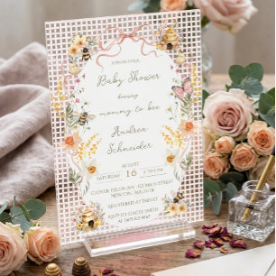 Vintage Watercolor Mommy to Bee Baby Shower Acrylic Invitations