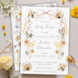 Vintage Watercolor Mommy to Bee Baby Shower Invitation