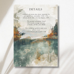 Vintage Watercolor Mountain Lake Wedding Details Enclosure Card