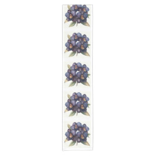 Vintage watercolor navy blue orchid short table runner