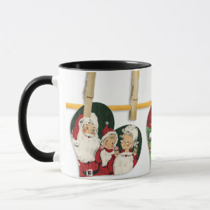 Vintage Watercolor of Santa Claus and Mrs Claus  M Mug