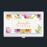 Vintage Watercolor Painted Flowers Monogram Name Business Card Holder<br><div class="desc">Vintage Watercolor Painted Flowers Monogram Name - Personalized Stylish and Unique Business Card Holder. This design is perfect for Wedding Coordinator,  Event Planner,  Modern Makeup Artist,  Craft Artist ,  Fashion Stylist,  Hair Stylist,  Nail Technician,  Beautician,  Cosmetologist,  Aesthetician,  Hairdresser,  SPA Store,  Salon Store,  and more.</div>
