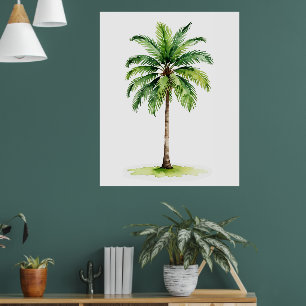 Vintage Watercolor Palm Tree Tropical Elegant  Poster