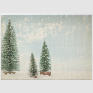 Vintage Watercolor Pine Tree Christmas  Tissue Paper