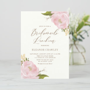 Vintage Watercolor Pink Peony Bridesmaids Luncheon Invitation