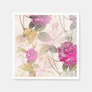 Vintage Watercolor Pink Roses Napkin