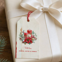 Vintage Watercolor Poinsettia Christmas Gifting