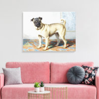 Vintage Watercolor Pug Dog Art Print