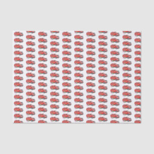 Vintage Watercolor Red Christmas Holiday Truck Tissue Paper