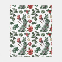Vintage Watercolor Robin Christmas Pattern