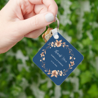 Vintage watercolor rose gold Daisy Floral Botanica Keychain