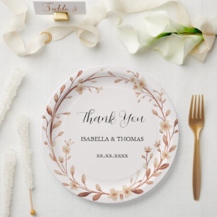 Vintage watercolor rose gold Daisy Floral Botanica Paper Plate