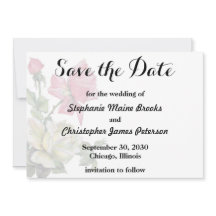 Vintage Watercolor Rose Save the Date Wedding