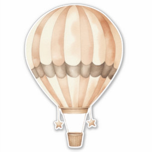 Vintage Watercolor Rust and Cream Hot Air Balloon