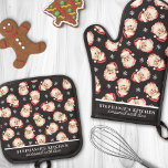 Vintage Watercolor Santa Black Christmas Custom Oven Mitt & Pot Holder Set<br><div class="desc">Celebrate the holiday season with this charming oven mitt and pot holder set featuring a vintage watercolor Santa pattern on a festive black background. Perfect for adding a nostalgic touch to your kitchen, this set is both decorative and practical. Customize it with your name or a special message to make...</div>