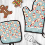 Vintage Watercolor Santa Blue Christmas Custom Oven Mitt & Pot Holder Set<br><div class="desc">Celebrate the holiday season with this charming oven mitt and pot holder set featuring a vintage watercolor Santa pattern on a festive blue background. Perfect for adding a nostalgic touch to your kitchen, this set is both decorative and practical. Customize it with your name or a special message to make...</div>