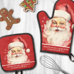Vintage Watercolor Santa Face Christmas Custom Oven Mitt & Pot Holder Set<br><div class="desc">Embrace the holiday spirit with this delightful oven mitt and pot holder set featuring a vintage watercolor Santa face on a festive red background. Perfect for bringing a touch of nostalgia to your kitchen, this set is both decorative and functional. Customize it with your name or a special message to...</div>