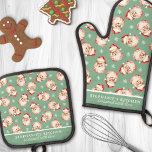 Vintage Watercolor Santa Green Christmas Custom Oven Mitt & Pot Holder Set<br><div class="desc">Celebrate the holiday season with this charming oven mitt and pot holder set featuring a vintage watercolor Santa pattern on a festive green background. Perfect for adding a nostalgic touch to your kitchen, this set is both decorative and practical. Customize it with your name or a special message to make...</div>