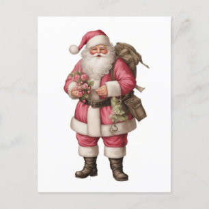 Vintage Watercolor Santa  Postcard