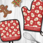 Vintage Watercolor Santa Red Christmas Custom Oven Mitt & Pot Holder Set<br><div class="desc">Celebrate the holiday season with this charming oven mitt and pot holder set featuring a vintage watercolor Santa pattern on a festive red background. Perfect for adding a nostalgic touch to your kitchen, this set is both decorative and practical. Customize it with your name or a special message to make...</div>