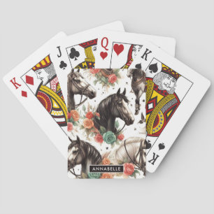 Vintage Watercolor Seamless Horse Painting Playing Cards