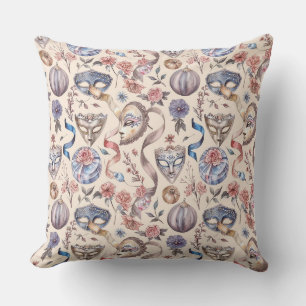 Vintage watercolor sketch pattern with luxury Vene Throw Pillow