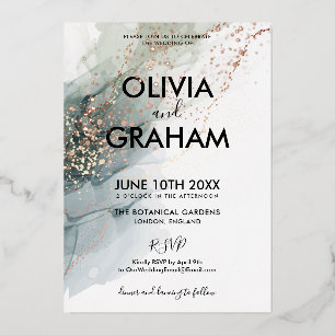 Vintage Watercolor Splatter Foil Invitation