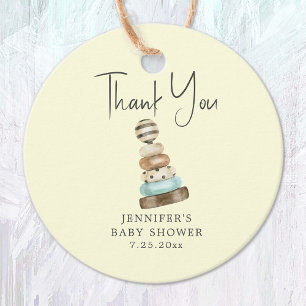 Vintage Watercolor Stack Ring Toy Baby Shower Favour Tags
