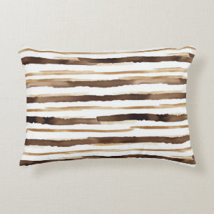 Vintage Watercolor Striped -Earthy Coffee Tones(2) Accent Pillow