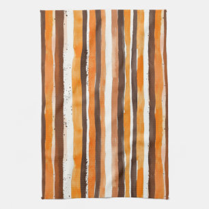 Vintage Watercolor Striped -Earthy Coffee Tones(5) Kitchen Towel