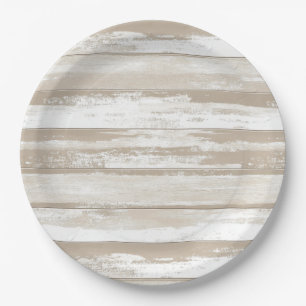 Vintage Watercolor Stripes in Gray Tones Paper Plate