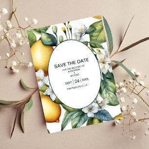 Vintage Watercolor Summer Citrus Wedding Save The Date